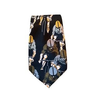 Sette &‎ Bello Necktie Cycling Bike Print Hand Made Italy Silk Tie